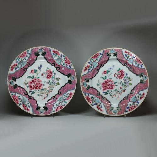 Pair of Chinese famille rose plates, Qianlong (1736-95)