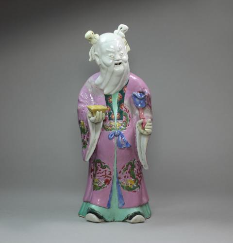 Chinese polychrome figure of the immortal Zhong-li Quan, Qianlong (1736-95)