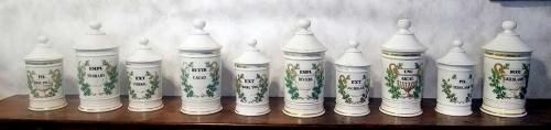 Set of Ten French Porcelain Apothecary Jars, 19th century
