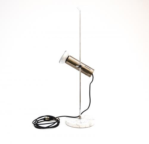 Chromed Metal And Marble Table Lamp By Alain Richard