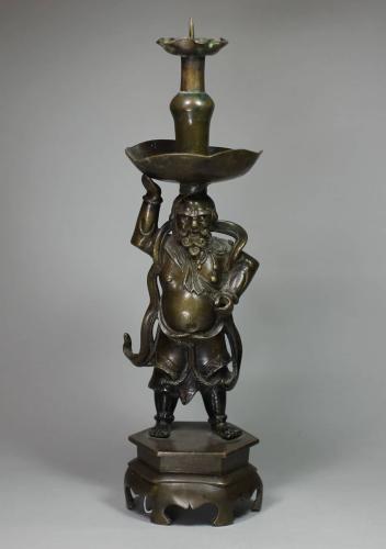 Chinese 17th century bronze candlestick