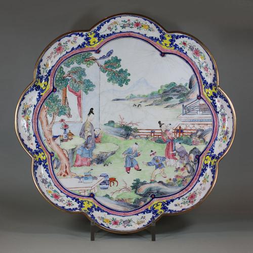 Large fine Canton enamel lobed tray Qianlong (1736-1795)