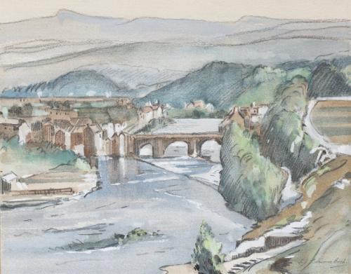 The Teme and Ludlow Bridge, Shropshire, Samuel  Lamorna Birch RA, RWS (1869-1955)