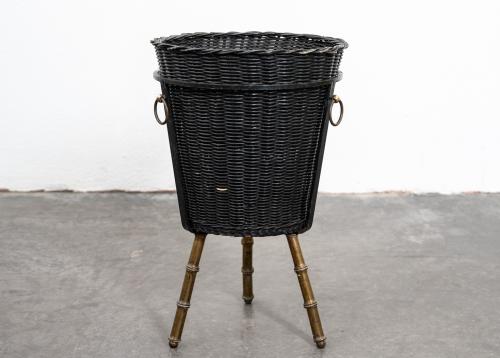 Jacques Adnet Faux Bamboo Wastepaper Basket