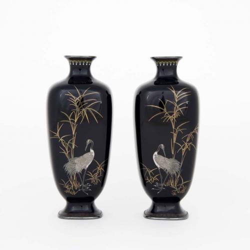 Hayashi Kodenji, Pair of Cloisonné enamel vases