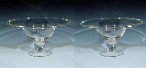 Pair Glass Footed Compotes, Circa later/mid 20th Century