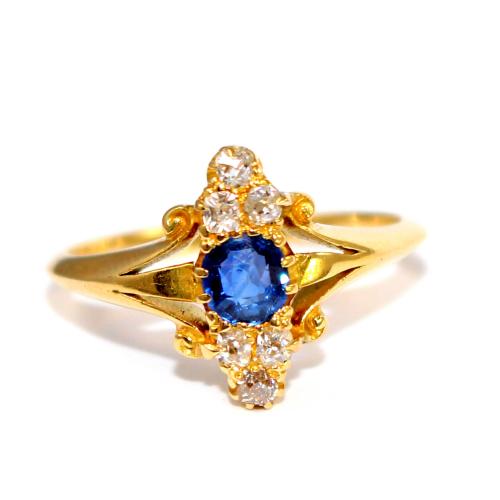 Victorian Sapphire and Diamond Marquise Ring circa 1900