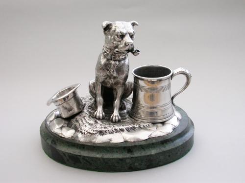 Victorian Silver Terrier Dog Table Lighter