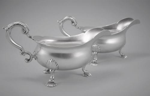 George II Pair of Sterling Silver Gravy Boats by William Robertson. London 1752.