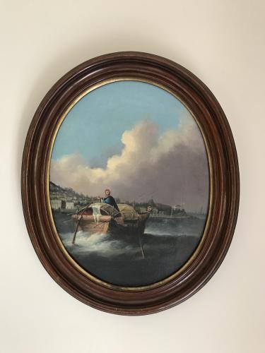 A Chinese Export Oval Oil Painting, 19th Century, Circa 1840