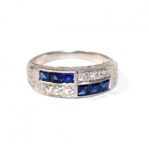 Art Deco Sapphire and Diamond Band Ring circa 1930