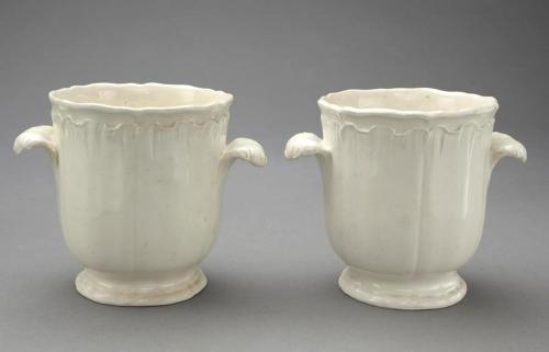 Wedgwood creamware "Cuvettes" each with leaf-Scrolled handles. 