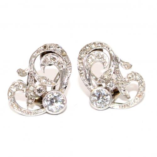 Art Nouveau Diamond Clip Earrings circa 1925