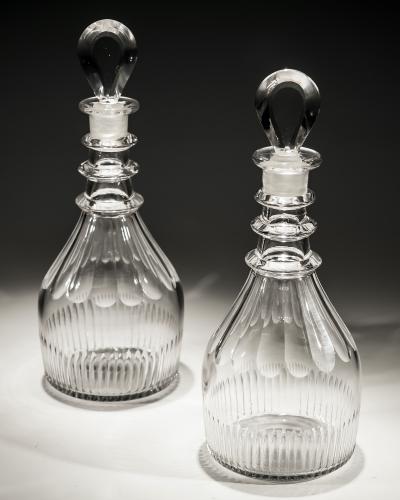 A Pair of Georgian Slice and Flute Spirit Decanters