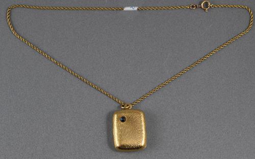 Gold Russian locket, cab sapphire circa 1880