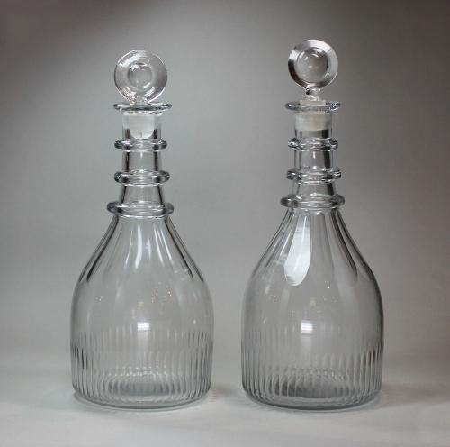 Pair of George III Prussian cut glass decanters