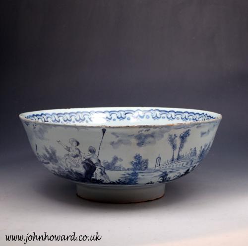 English delftware blue and white bowl Lambeth delftworks London 18th century