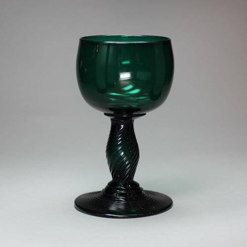 Green-tinted wine glass, circa 1760