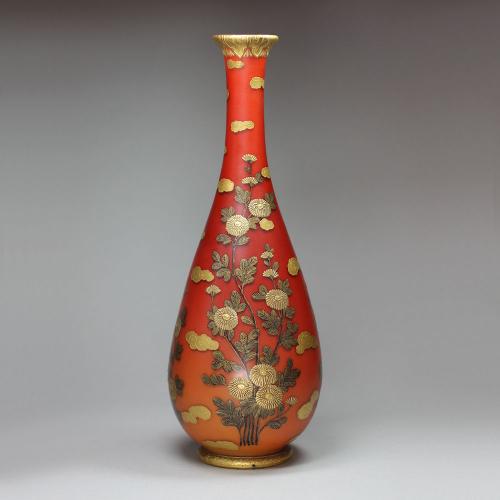 Thomas Webb Japonaise peach blow bottle vase, late 19th century