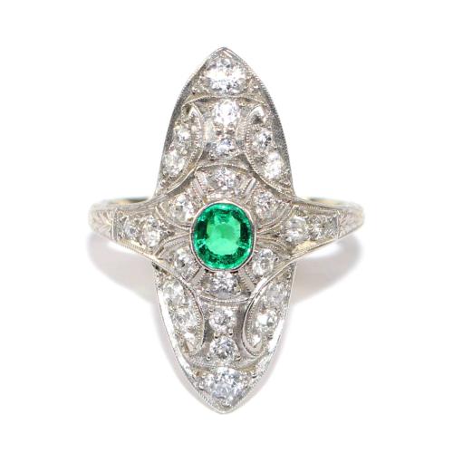 Art Deco Emerald & Diamond Ring c.1935