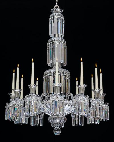 A Twelve Light William IV Crystal Chandelier Attributed to Perry & Co
