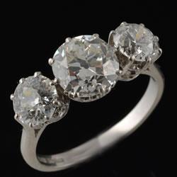 Platinum set Edwardian three stone diamond ring circa 1910