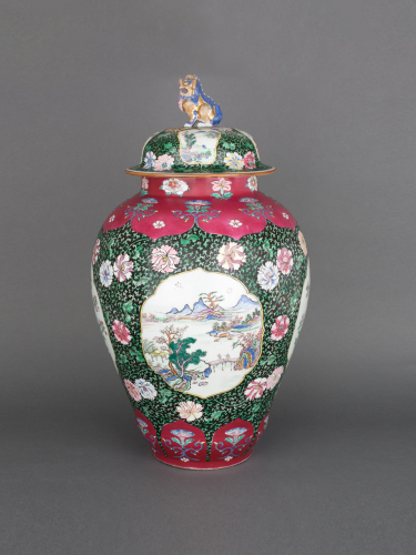 Chinese porcelain famille rose, fencai, baluster vase