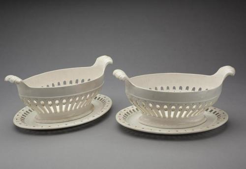 English Creamware Pottery Fruit Baskets & Stands, Circa 1800