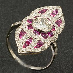 Art Deco ruby and diamond ring, circa 1920