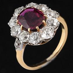 Victorian ruby and diamond cluster ring, circa 1890