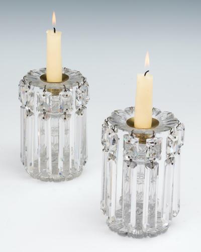 A Pair of Late Regency Cut Glass Lustres