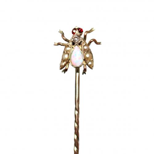 Victorian Opal Set Fly Stickpin c1900