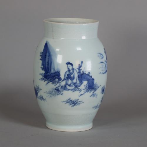 Chinese blue and white ovoid jar, Chongzhen period (1628-1644)