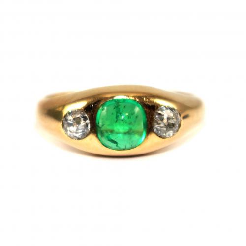 Russian Emerald & Diamond Gypsy Ring c.1910