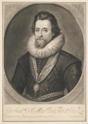 A mezzotint portrait of King James I