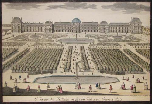 Pair of optical views of the Tuileries Palace and Gardens