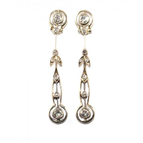 Art Nouveau Diamond Drop Earrings c.1910