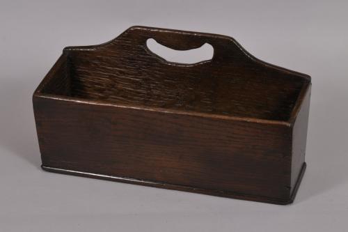 S/4542 Antique 18th Century Welsh Oak Open Candle Box
