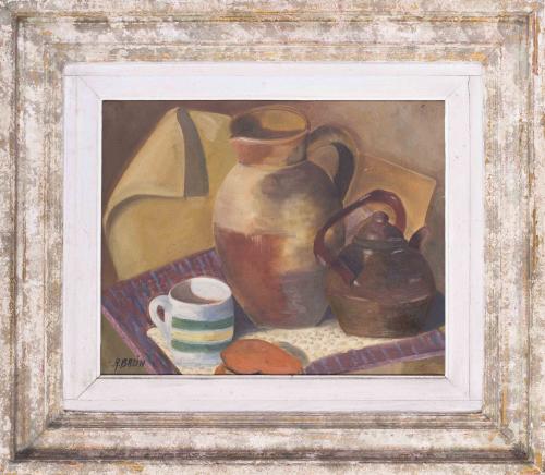 R. Bazin (French, 20th Century), Still Life with Kettle, Cup and Jug