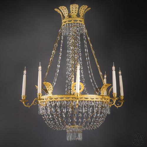 A Fine Swedish Empire Style, Tent and Basket Chandelier