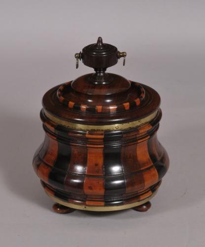 S/4592 Antique Treen 18th Century Dutch Staved Tobacco Jar