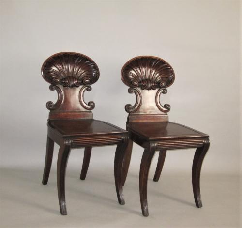 Pair of Mahogany Hall Chairs, circa 1810