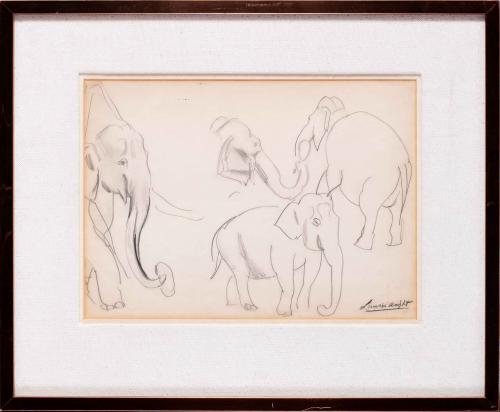 Dame Laura Knight DBE RA RWS (British, 1877 – 1970), Elephants