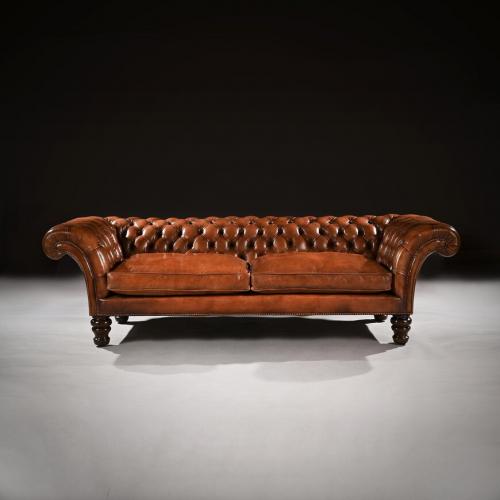 19th Century Victorian Leather Upholstered Chesterfield Sofa
