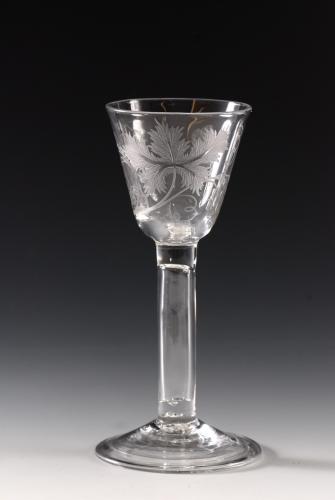 A wineglass, hollow stem