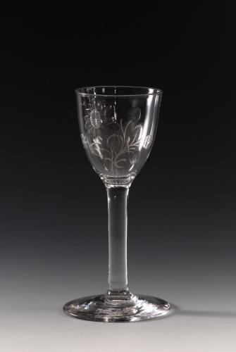 Tall wineglass engraved flower