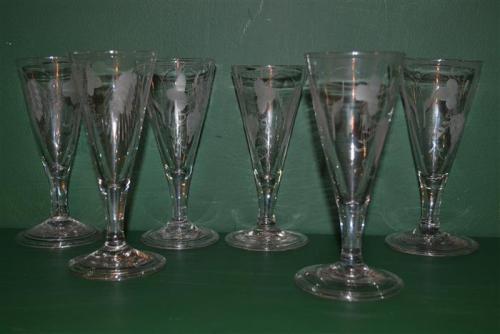 A set of six Georgian ale glasses