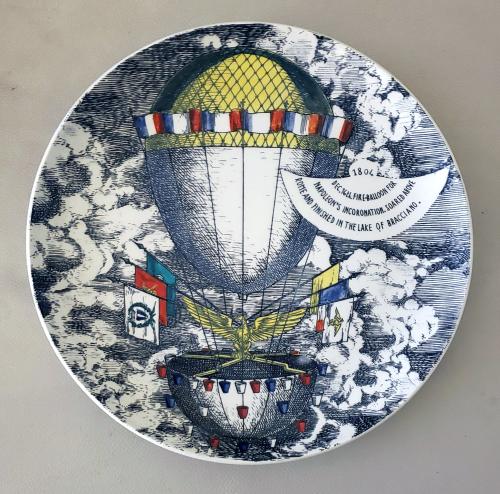 Vintage Piero Fornasetti Pottery Mongolfiere Plate Number 6