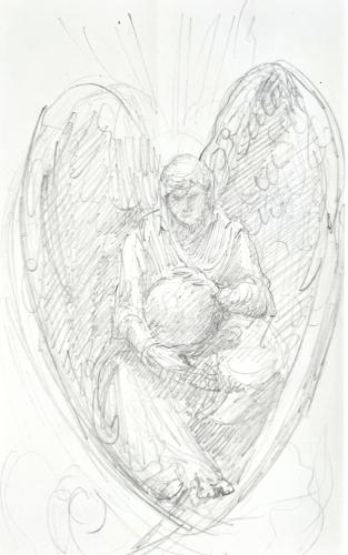 Sir William Blake Richmond, RA - Study of an Angel
