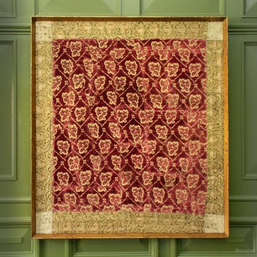 A large joined panel of rare early 18th century ciselé silk velvet, Venetian